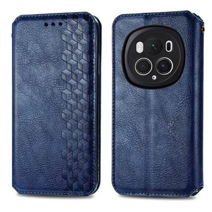 For Honor Magic6 Pro Cubic Grid Pressed Magnetic Leather Phone Case(Blue) - Honor Cases by PMC Jewellery | Online Shopping South Africa | PMC Jewellery | Buy Now Pay Later Mobicred