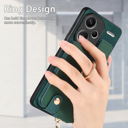 Xiaomi Redmi Note 13 Pro+ Cross Leather Ring Vertical Zipper Wallet Back Phone Case(Green) - Note 13 Pro+ Cases by PMC Jewellery | Online Shopping South Africa | PMC Jewellery