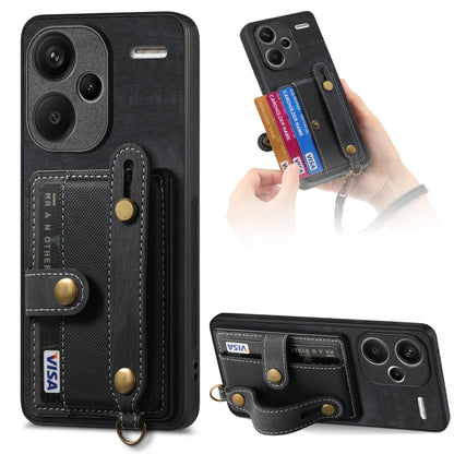 For Xiaomi Redmi Note 13 Pro+ Retro Cross Wristband Wallet Leather Back Phone Case(Black) - Note 13 Pro+ Cases by PMC Jewellery | Online Shopping South Africa | PMC Jewellery | Buy Now Pay Later Mobicred