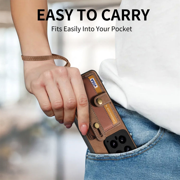 For Xiaomi 14 Retro Cross Wristband Wallet Leather Back Phone Case(Brown) - 14 Cases by PMC TechLife | Online Shopping South Africa | PMC TechLife | Buy Now Pay Later Mobicred