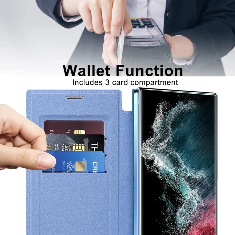 For Samsung Galaxy S22 Ultra 5G MagSafe Magnetic RFID Anti-theft Leather Phone Case(Blue) - Galaxy S22 Ultra 5G Cases by PMC Jewellery | Online Shopping South Africa | PMC Jewellery