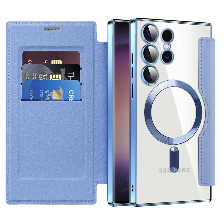 For Samsung Galaxy S25 Ultra 5G Shield MagSafe RFID Anti-theft Leather Phone Case(Blue) - Galaxy S25 Ultra 5G Cases by PMC Jewellery | Online Shopping South Africa | PMC Jewellery | Buy Now Pay Later Mobicred