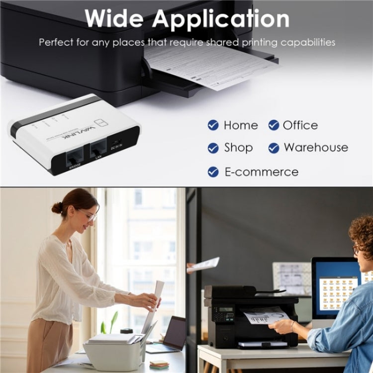 WAVLINK NU516U1 USB2.0 Wireless Printer Server With 10 / 100Mbps LAN / Bridge WiFi(US Plug) - Printer Accessories by WAVLINK | Online Shopping South Africa | PMC Jewellery