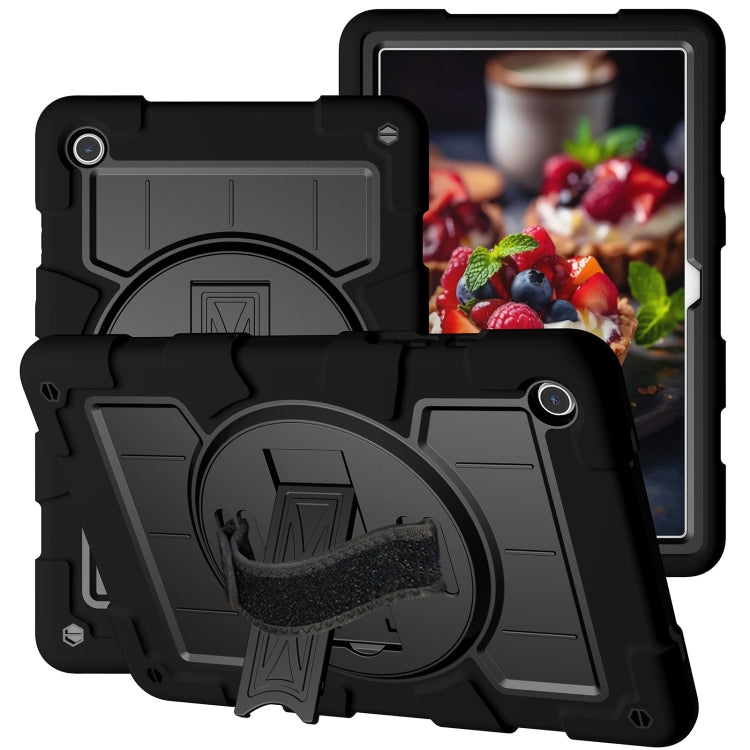 For Samsung Galaxy Tab A9+ Silicone Hybrid PC Shockproof Tablet Case with Shoulder Strap(Black) - Galaxy Tab A9+ by PMC Jewellery | Online Shopping South Africa | PMC Jewellery