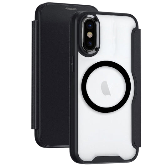 For iPhone X MagSafe RFID Blocking Adsorption Flip Leather Phone Case(Black) - More iPhone Cases by PMC Jewellery | Online Shopping South Africa | PMC Jewellery