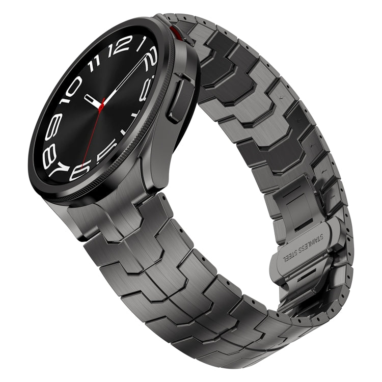 For Samsung Galaxy Watch6 Classic 43 / 47mm Lron Man Curved Connection Stainless Steel Watch Band(Gray) - Watch Bands by PMC Jewellery | Online Shopping South Africa | PMC Jewellery