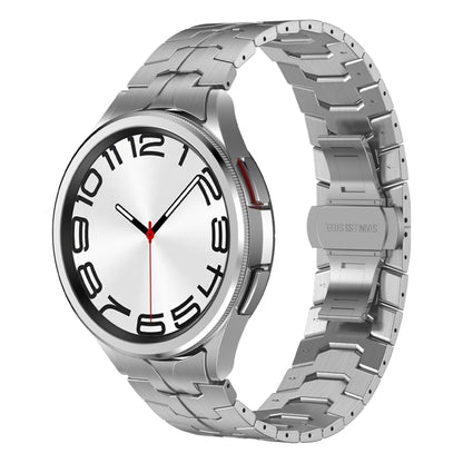 For Samsung Galaxy Watch 4 40 / 44mm Lron Man Curved Connection Stainless Steel Watch Band(Silver) - Watch Bands by PMC Jewellery | Online Shopping South Africa | PMC Jewellery