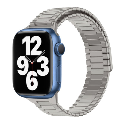 For Apple Watch Series 7 41mm Bamboo Magnetic Stainless Steel Metal Watch Strap(Titanium Color) - Watch Bands by PMC Jewellery | Online Shopping South Africa | PMC Jewellery