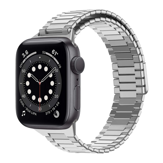 For Apple Watch Series 6 44mm Bamboo Magnetic Stainless Steel Metal Watch Strap(Silver) - Watch Bands by PMC Jewellery | Online Shopping South Africa | PMC Jewellery