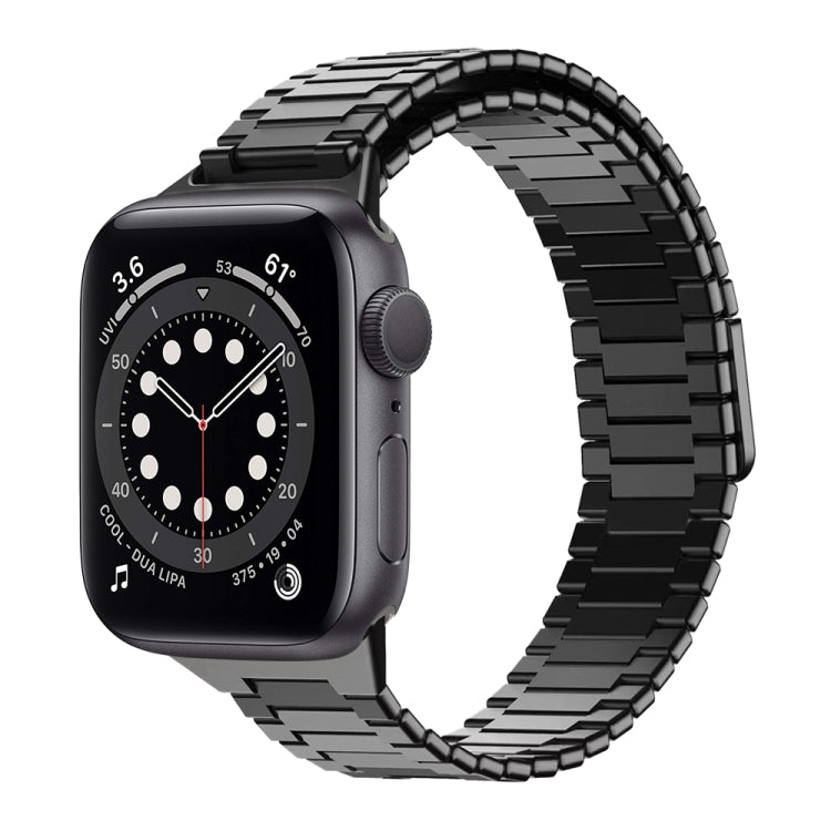 For Apple Watch Series 6 44mm Bamboo Magnetic Stainless Steel Metal Watch Strap(Black) - Watch Bands by PMC Jewellery | Online Shopping South Africa | PMC Jewellery