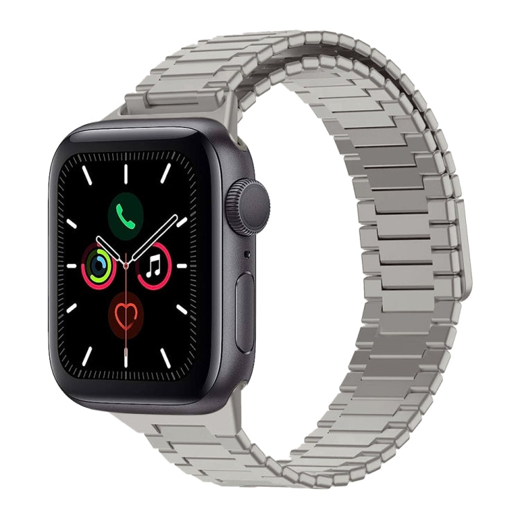 For Apple Watch Series 5 44mm Bamboo Magnetic Stainless Steel Metal Watch Strap(Titanium Color) - Watch Bands by PMC Jewellery | Online Shopping South Africa | PMC Jewellery