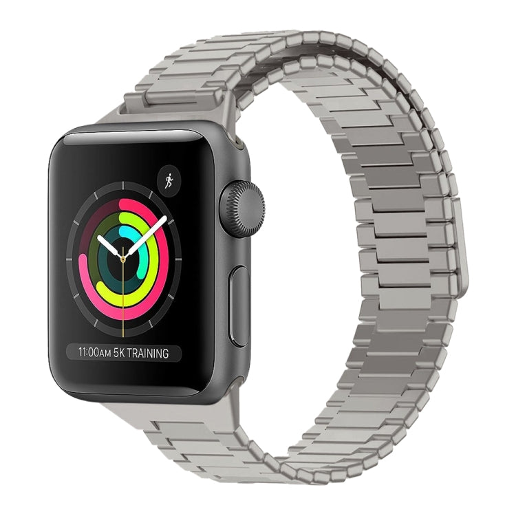 For Apple Watch Series 3 42mm Bamboo Magnetic Stainless Steel Metal Watch Strap(Titanium Color) - Watch Bands by PMC Jewellery | Online Shopping South Africa | PMC Jewellery