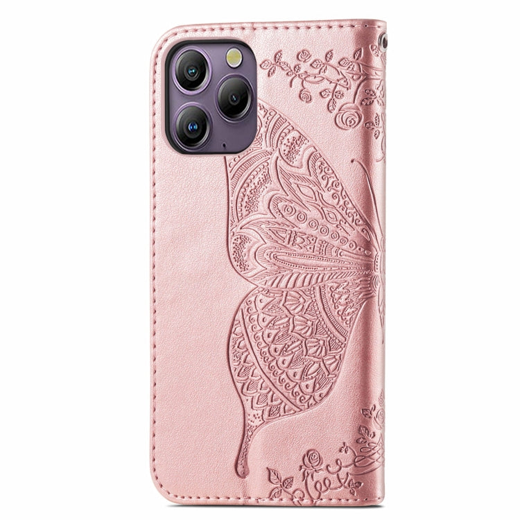 For Blackview A96 Butterfly Love Flower Embossed Leather Phone Case(Rose Gold) - More Brand by PMC Jewellery | Online Shopping South Africa | PMC Jewellery | Buy Now Pay Later Mobicred