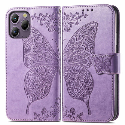 For Blackview A96 Butterfly Love Flower Embossed Leather Phone Case(Light Purple) - More Brand by PMC Jewellery | Online Shopping South Africa | PMC Jewellery | Buy Now Pay Later Mobicred