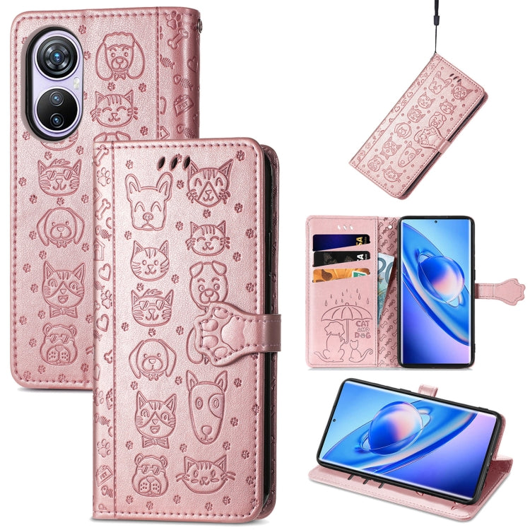 For Blackview A200 Pro Cat and Dog Embossed Leather Phone Case(Rose Gold) - More Brand by PMC Jewellery | Online Shopping South Africa | PMC Jewellery