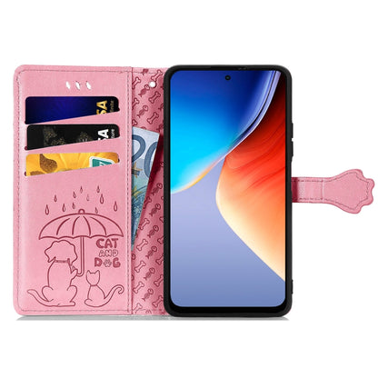 For Blackview A96 Cat and Dog Embossed Leather Phone Case(Pink) - More Brand by PMC Jewellery | Online Shopping South Africa | PMC Jewellery