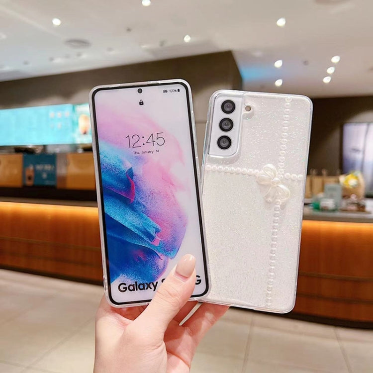 For Samsung Galaxy S25+ 5G Pearl Bow Glitter Epoxy TPU Phone Case(Three Knots) - Galaxy S25+ 5G Cases by PMC Jewellery | Online Shopping South Africa | PMC Jewellery | Buy Now Pay Later Mobicred