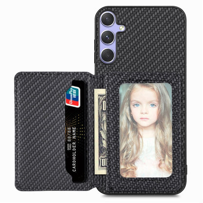 For Samsung Galaxy S25 5G Carbon Fiber Magnetic Card Wallet RFID Blocking Phone Case(Black) - Galaxy S25 5G Cases by PMC Jewellery | Online Shopping South Africa | PMC Jewellery | Buy Now Pay Later Mobicred