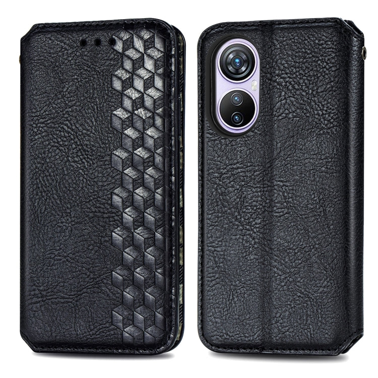 For Blackview A200 Pro Cubic Grid Pressed Magnetic Leather Phone Case(Black) - More Brand by PMC TechLife | Online Shopping South Africa | PMC TechLife