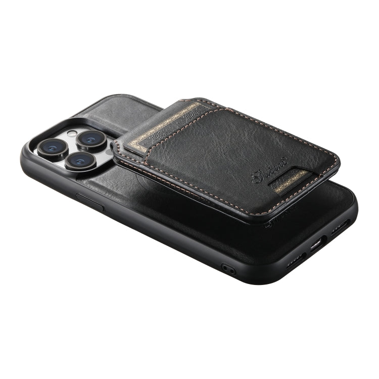 For iPhone 13 Pro Max Suteni H15 MagSafe Oil Eax Leather Detachable Wallet Back Phone Case(Black) - iPhone 13 Pro Max Cases by Suteni | Online Shopping South Africa | PMC Jewellery | Buy Now Pay Later Mobicred