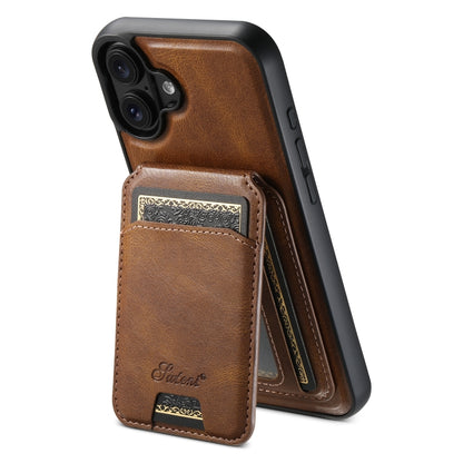 For iPhone 16 Plus Suteni H15 MagSafe Oil Eax Leather Detachable Wallet Back Phone Case(Brown) - iPhone 16 Plus Cases by Suteni | Online Shopping South Africa | PMC Jewellery | Buy Now Pay Later Mobicred