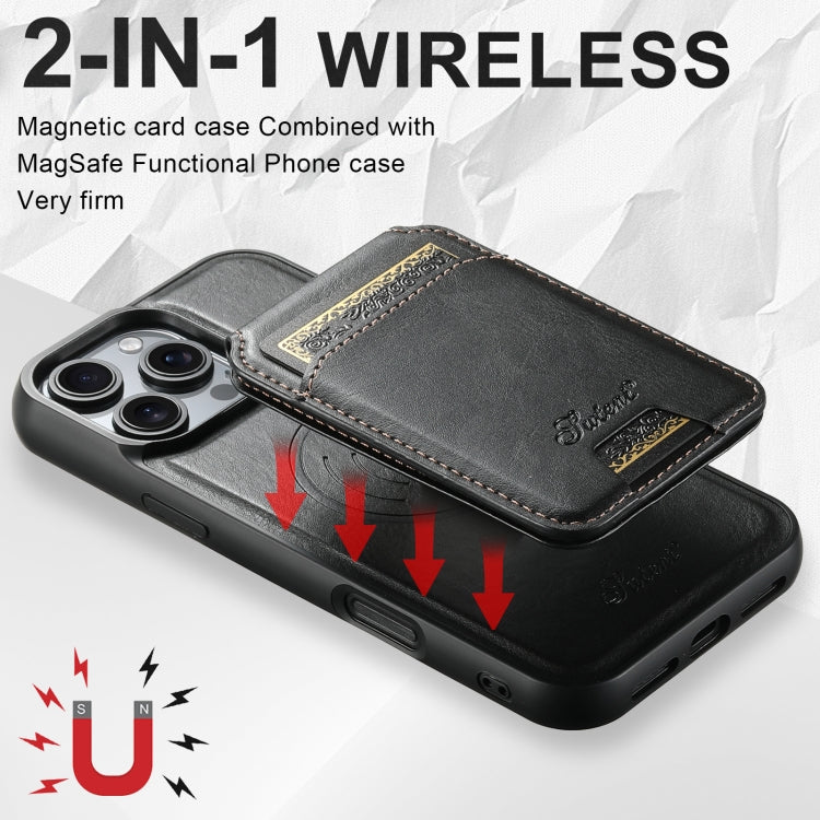 For iPhone 16 Pro Max Suteni H15 MagSafe Oil Eax Leather Detachable Wallet Back Phone Case(Black) - iPhone 16 Pro Max Cases by Suteni | Online Shopping South Africa | PMC Jewellery | Buy Now Pay Later Mobicred