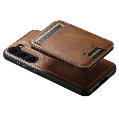 For Samsung Galaxy S24+ 5G Suteni H15 MagSafe Oil Eax Leather Detachable Wallet Back Phone Case(Brown) - Galaxy S24+ 5G Cases by Suteni | Online Shopping South Africa | PMC Jewellery