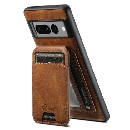 For Google Pixel 8 Pro Suteni H15 Oil Eax Leather Detachable Wallet Back Phone Case(Khaki) - Google Cases by Suteni | Online Shopping South Africa | PMC Jewellery | Buy Now Pay Later Mobicred