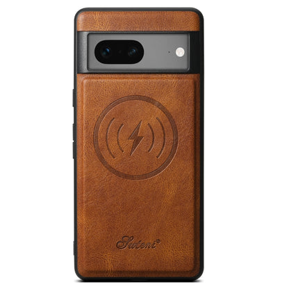 For Google Pixel 8 Suteni H15 Oil Eax Leather Detachable Wallet Back Phone Case(Brown) - Google Cases by Suteni | Online Shopping South Africa | PMC Jewellery | Buy Now Pay Later Mobicred