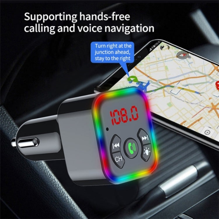 Colorful light Car Hands-free Call Bluetooth Receiver Support U Disk MP3 Player - Bluetooth Car Kits by PMC Jewellery | Online Shopping South Africa | PMC Jewellery | Buy Now Pay Later Mobicred