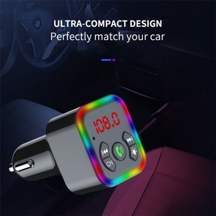 Colorful light Car Hands-free Call Bluetooth Receiver Support U Disk MP3 Player - Bluetooth Car Kits by PMC Jewellery | Online Shopping South Africa | PMC Jewellery | Buy Now Pay Later Mobicred