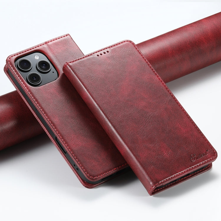 For iPhone 16 Pro Suteni J02 Oil Wax Wallet Leather Phone Case(Red) - iPhone 16 Pro Cases by Suteni | Online Shopping South Africa | PMC Jewellery | Buy Now Pay Later Mobicred