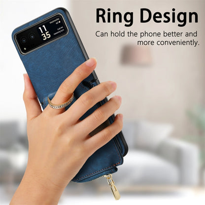 For Motorola Razr 40 Retro Skin-feel Ring Multi-card Wallet Phone Case(Blue) - Motorola Cases by PMC Jewellery | Online Shopping South Africa | PMC Jewellery | Buy Now Pay Later Mobicred