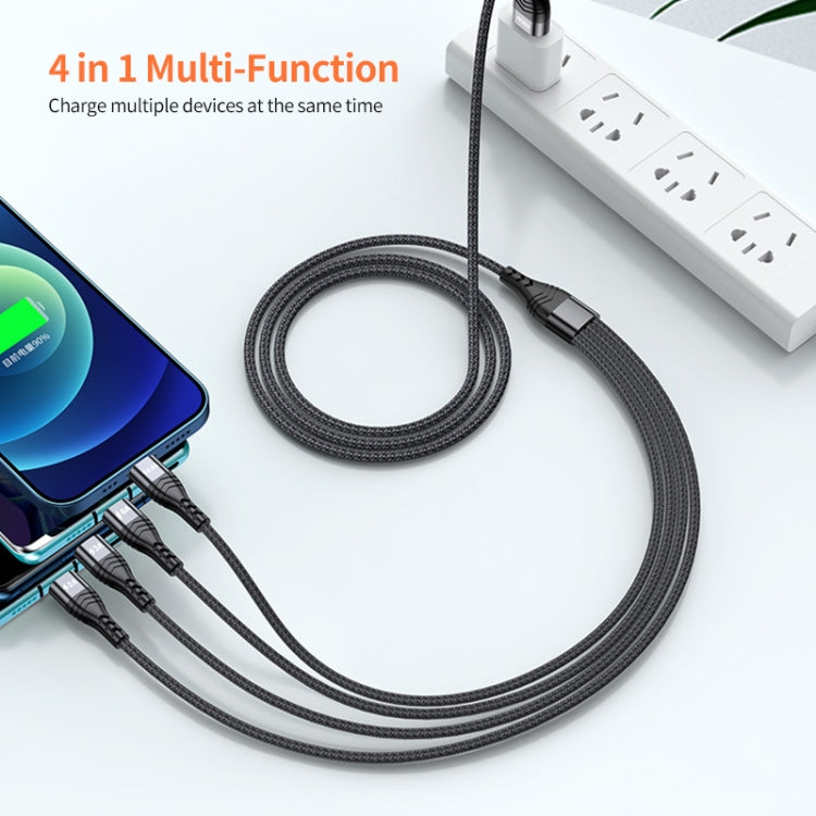 ENKAY 4-in-1 6A USB-A to Type-C / 8 Pin / Micro USB Multifunction Fast Charging Cable, Cable Length:1m(Grey) - Multifunction Cable by ENKAY | Online Shopping South Africa | PMC Jewellery | Buy Now Pay Later Mobicred