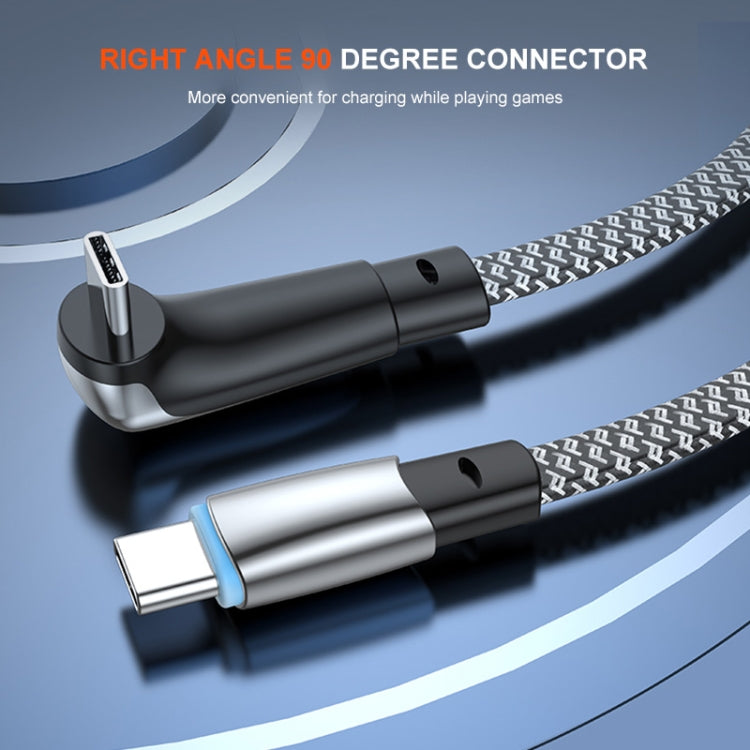 ENKAY PD65W Elbow Type-C to Type-C Fast Charging Data Braid Cable with Indicator Light, Length:2m - USB-C & Type-C Cable by ENKAY | Online Shopping South Africa | PMC TechLife | Buy Now Pay Later Mobicred