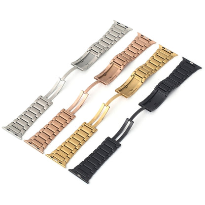 For Apple Watch Series 6 44mm Stainless Steel H-Shaped Fold Buckle Watch Band(Rose Gold) - Watch Bands by PMC Jewellery | Online Shopping South Africa | PMC Jewellery