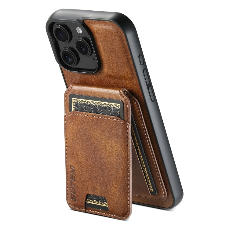 For iPhone 16 Pro Suteni H02 Leather Wallet Stand Back Phone Case(Brown) - iPhone 16 Pro Cases by Suteni | Online Shopping South Africa | PMC Jewellery | Buy Now Pay Later Mobicred