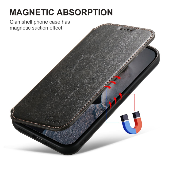 For iPhone 16 Suteni J05 Leather Magnetic MagSafe Phone Case(Black) - iPhone 16 Cases by Suteni | Online Shopping South Africa | PMC Jewellery | Buy Now Pay Later Mobicred