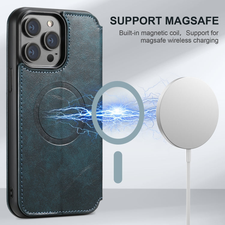 For iPhone 16 Plus Suteni J05 Leather Magnetic MagSafe Phone Case(Blue) - iPhone 16 Plus Cases by Suteni | Online Shopping South Africa | PMC Jewellery | Buy Now Pay Later Mobicred