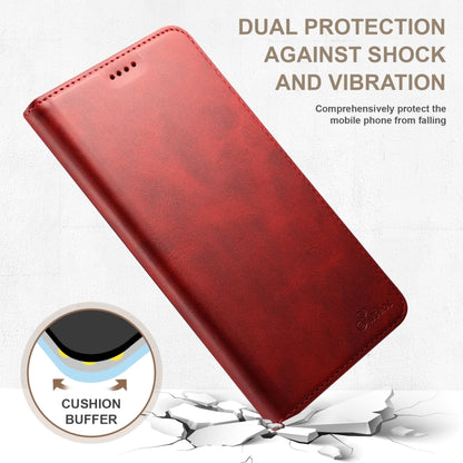 For iPhone 16 Pro Max Suteni Calf Texture Horizontal Flip Leather Phone Case(Red) - iPhone 16 Pro Max Cases by Suteni | Online Shopping South Africa | PMC Jewellery | Buy Now Pay Later Mobicred