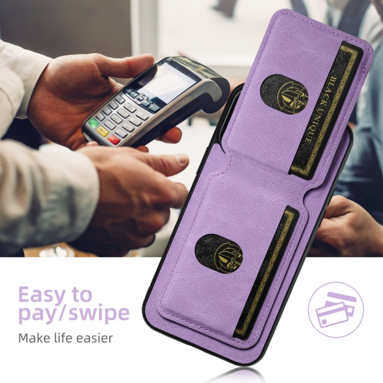 For iPhone 16 Suteni H02 Litchi Leather Card Wallet Stand Back Phone Case(Purple) - iPhone 16 Cases by Suteni | Online Shopping South Africa | PMC Jewellery | Buy Now Pay Later Mobicred