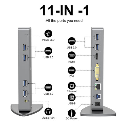 WAVLINK WL-UG39DK7 USB3.0 Hub Adapter Multi-Screen Graphics Card Universal Docking Station, Plug:US Plug - USB HUB by WAVLINK | Online Shopping South Africa | PMC Jewellery | Buy Now Pay Later Mobicred