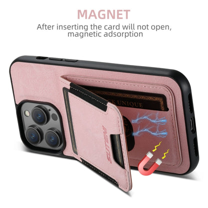 For iPhone 16 Pro Max Suteni H03 Litchi Leather Card Bag Stand Back Phone Case(Pink) - iPhone 16 Pro Max Cases by Suteni | Online Shopping South Africa | PMC Jewellery | Buy Now Pay Later Mobicred