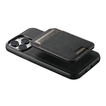 For iPhone 14 Plus Suteni H17 Litchi Texture Leather MagSafe Detachable Wallet Phone Case(Black) - iPhone 14 Plus Cases by Suteni | Online Shopping South Africa | PMC Jewellery | Buy Now Pay Later Mobicred