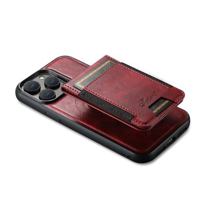 For iPhone 15 Plus Suteni H17 Oil Eax Leather MagSafe Detachable Wallet Phone Case(Red) - iPhone 15 Plus Cases by Suteni | Online Shopping South Africa | PMC Jewellery | Buy Now Pay Later Mobicred