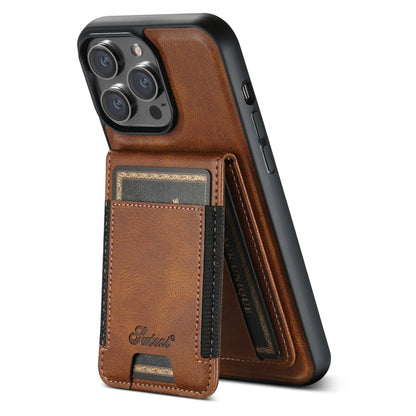 For iPhone 14 Pro Max Suteni H17 Oil Eax Leather MagSafe Detachable Wallet Phone Case(Brown) - iPhone 14 Pro Max Cases by Suteni | Online Shopping South Africa | PMC Jewellery | Buy Now Pay Later Mobicred