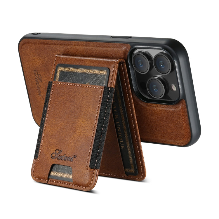 For iPhone 13 Suteni H17 Oil Eax Leather MagSafe Detachable Wallet Phone Case(Brown) - iPhone 13 Cases by Suteni | Online Shopping South Africa | PMC Jewellery | Buy Now Pay Later Mobicred