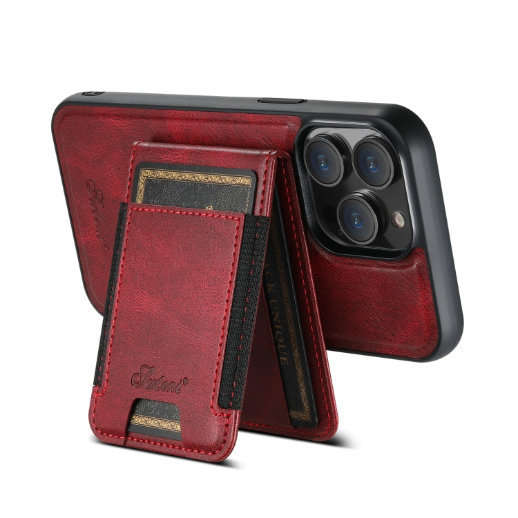 For iPhone 13 Pro Suteni H17 Oil Eax Leather MagSafe Detachable Wallet Phone Case(Red) - iPhone 13 Pro Cases by Suteni | Online Shopping South Africa | PMC Jewellery | Buy Now Pay Later Mobicred