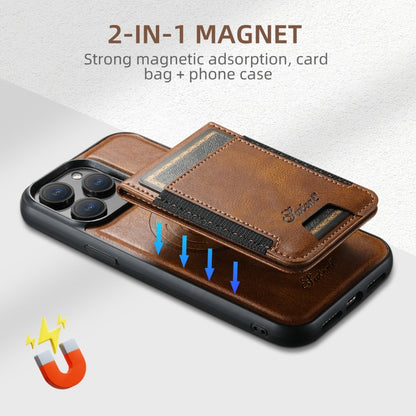 For iPhone 16 Pro Suteni H17 Oil Eax Leather MagSafe Detachable Wallet Phone Case(Brown) - iPhone 16 Pro Cases by Suteni | Online Shopping South Africa | PMC Jewellery | Buy Now Pay Later Mobicred