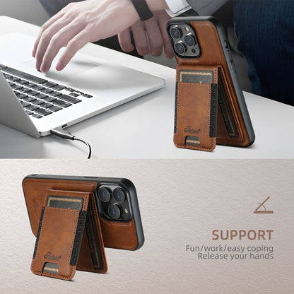 For iPhone 16 Plus Suteni H17 Oil Eax Leather MagSafe Detachable Wallet Phone Case(Brown) - iPhone 16 Plus Cases by Suteni | Online Shopping South Africa | PMC Jewellery | Buy Now Pay Later Mobicred